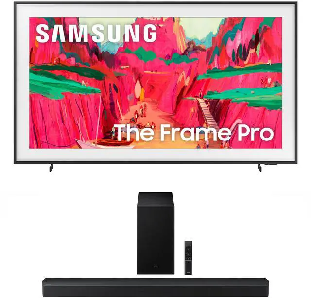 Main image of Samsung QN75LS03FWFXZA 75 Inch The Frame Wireless 4K Neo QLED TV with a Samsung HW-B750F B Series Soundbar 5.1 Ch and Subwoofer (2025)