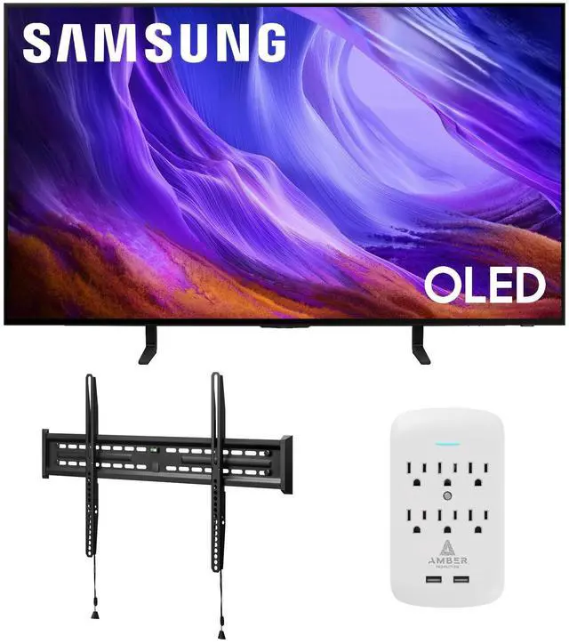 Main image of Samsung QN48S85HAEXZA 48" 4K OLED Smart TV with Dolby Atmos with a Walts TV FIXED-MOUNT-43-90 TV Mount for 43"-98" Compatible TVs and an Amber Protection 6-OUTLET-SURGE Surge Protector (2026)
