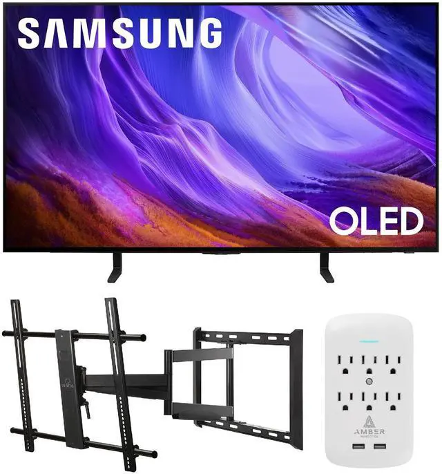 Main image of Samsung QN55S85HAEXZA 55" 4K OLED Smart TV with Dolby Atmos with a Walts TV Large/Extra Large Full Motion Mount for 43"-90" Compatible TVs and an Amber Protection 6-OUTLET-SURGE Surge Protector (2026)