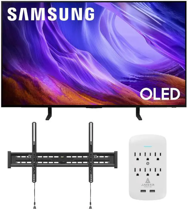 Main image of Samsung QN55S85HAEXZA 55" 4K OLED Smart TV with Dolby Atmos with a WaltsTV TILT-MOUNT-43-90 Large/XL Tilt Mount for 43"-98" Compatible TVs and an Amber Protection 6-OUTLET-SURGE Surge Protector (2026)