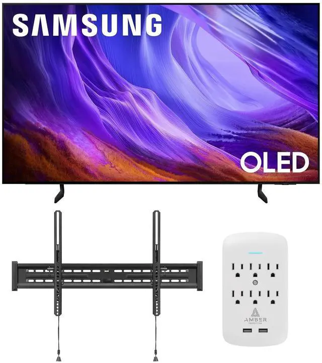 Main image of Samsung QN65S85HAEXZA 65" 4K OLED Smart TV with Dolby Atmos with a WaltsTV TILT-MOUNT-43-90 Large/XL Tilt Mount for 43"-98" Compatible TVs and an Amber Protection 6-OUTLET-SURGE Surge Protector (2026)
