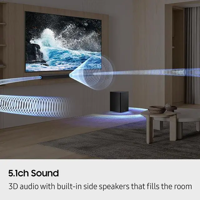 Alt view image 6 of 7 - Samsung QN65QN70HA 65" NeoQLED TV with HW-B750F Soundbar and Sub (2026)