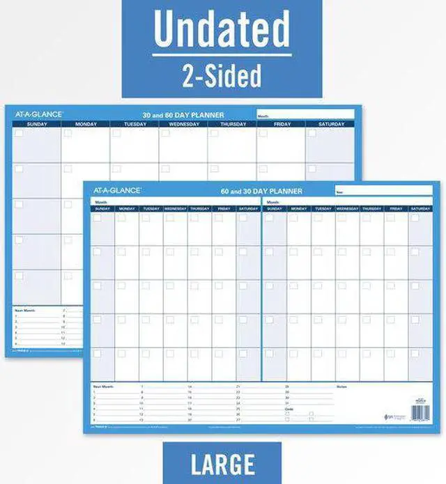 Alt view image 3 of 13 - AT-A-GLANCE Undated 3060-Day Horizontal Erasable Wall Calendar Reversible 24 x