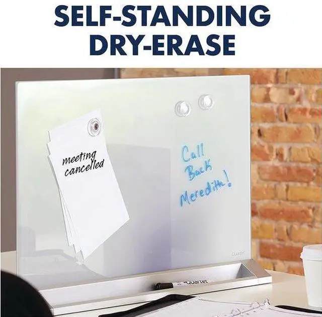 Alt view image 3 of 11 - Quartet GDP1723W Desktop Glass Dry Erase Panel, Magnetic, 17" x 23", White