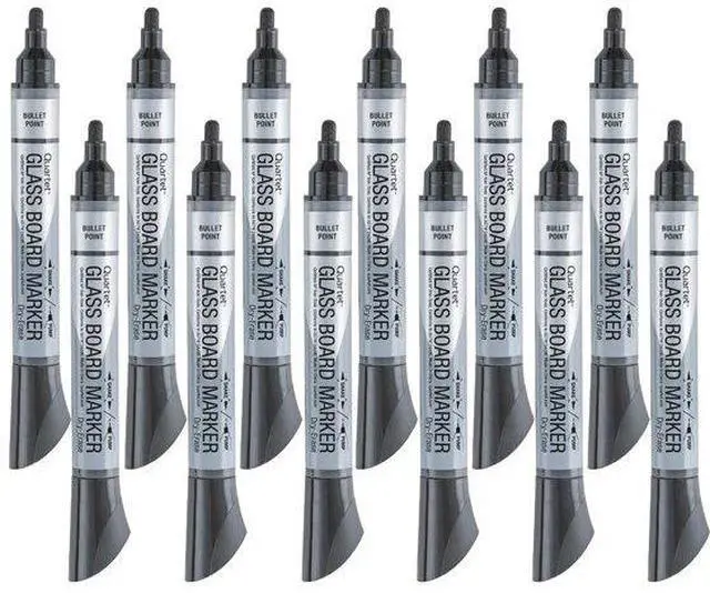Main image of Premium Glass Board Dry Erase Marker, Bullet Tip, Black, Dozen 79553