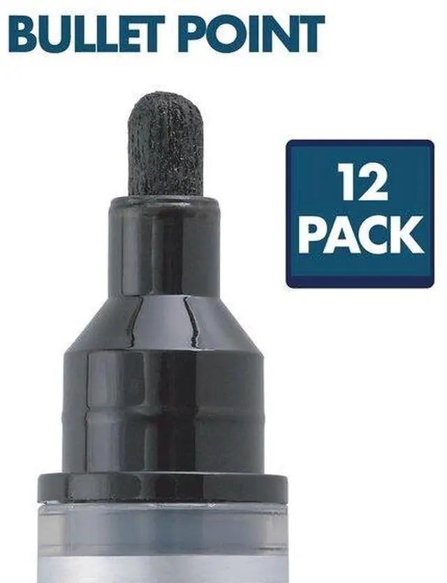 Alt view image 2 of 20 - Premium Glass Board Dry Erase Marker, Bullet Tip, Black, Dozen 79553