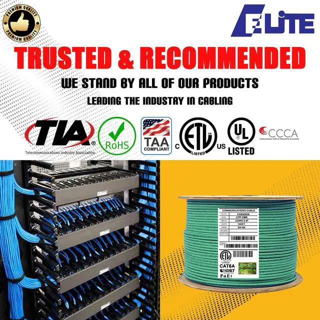 Alt view image 3 of 7 - Elite Cat6a Riser (CMR), 1000ft, 650MHz, 23AWG, U/UTP, Solid Bare Copper, UL Certified,  Bulk Ethernet Cable Reel, Green