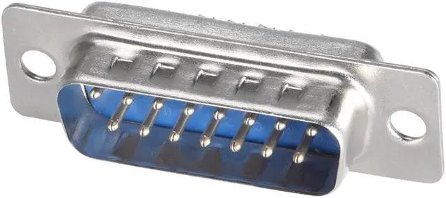 Main image of D-sub Connector Male Plug 15-pin 2-row Port Terminal Breakout Solder Type for Mechanical Equipment CNC Computers Blue Pack of 10