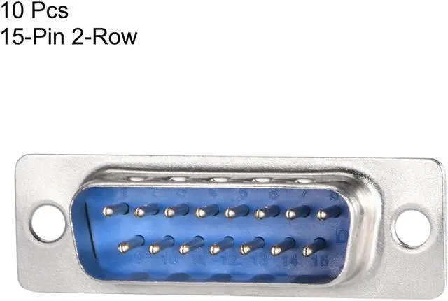 Alt view image 2 of 4 - D-sub Connector Male Plug 15-pin 2-row Port Terminal Breakout Solder Type for Mechanical Equipment CNC Computers Blue Pack of 10