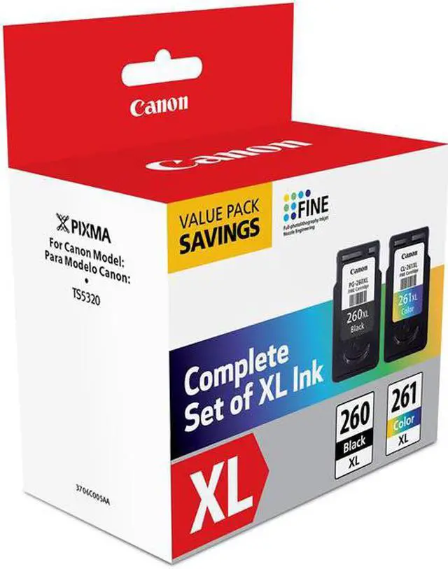 Alt view image 3 of 17 - Canon PG-260XL Black & CL-261XL Color Ink Cartridge Value Pack for PIXMA TS5320