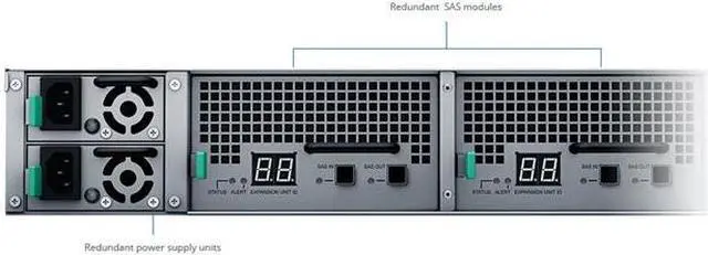 Alt view image 2 of 7 - Synology RXD1219sas 12 x 3.5/2.5" SAS HDD/SSD (drives not included) 3.5" Drive Bays 1 x SAS IN
1 x SAS OUT RAID Sub-System