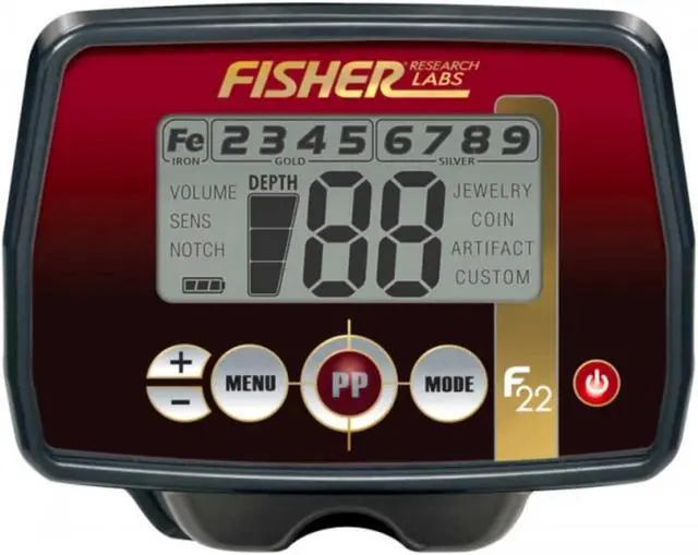 Alt view image 2 of 4 - Fisher Research Labs F22 Weatherproof Metal Detector, 11" DD Coil, 7.69 kHz
