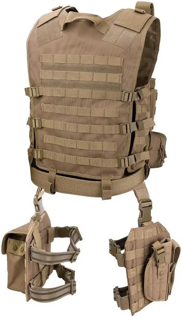 Alt view image 3 of 6 - Barska Optics BI12344 VX-100 Tactical Vest & Leg Platforms - Tan