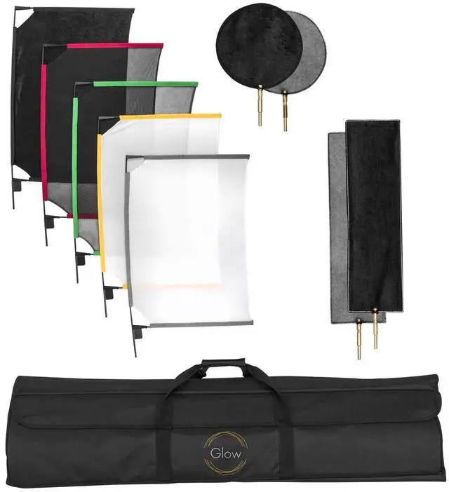 Alt view image 2 of 8 - glow portable frame scrim kit complete studio flag and diffusion set with collapsible frames (24 x 36)