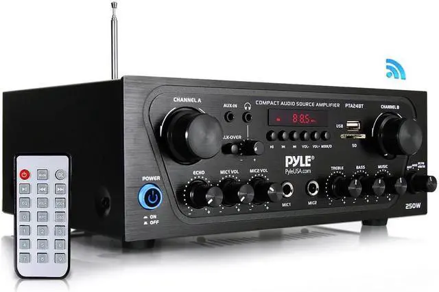 Alt view image 9 of 20 - Pyle PTA24BT 250W 2-Channel Compact Bluetooth Home Audio Amplifier with Stereo Receiver
