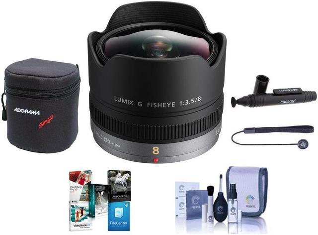 Panasonic Lumix G Fisheye 8mm f/3.5 Lens for Micro 4/3 W/ Free Accessory  Bundle