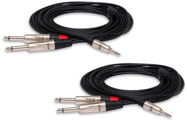 Main image of Hosa Technology 2x Pro 3' Stereo Breakout, REAN 3.5mm TRS to Dual 1/4" TS