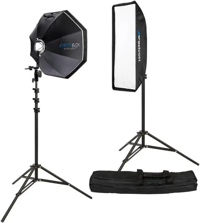 Alt view image 13 of 20 - Westcott Rapid Box 2-Light Kit with Deflector Plate Beauty Dish & Carry Case