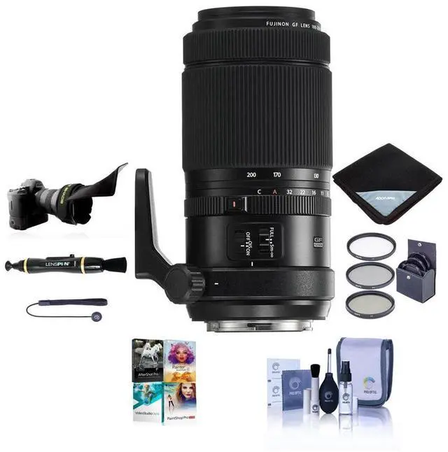 Main image of Fujifilm GF 100-200mm f/5.6 R LM OIS WR Lens, Bundle with ProOptic 67mm Filter Kit, Flex Lens Shade, Lens Wrap, LensPen Cleaner, Lens Cap Tether, Cleaning Kit, PC Software Kit