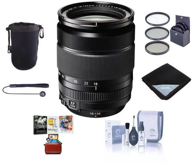 Main image of Fujifilm XF 18-135mm f/3.5-5.6 R LM OIS WR Lens, Bundle with ProOptic 67mm Filter Kit, Lens Wrap, Lens Cap Tether, Cleaning Kit, Lens Case, Mac Software Kit