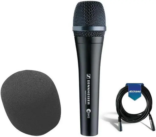 Alt view image 5 of 7 - Sennheiser Sennheiser e 945 Wired Super-cardioid Dynamic Handheld Vocal Microphone w/Clip Bundle with Value Series XLR M to F Professional Microphone Cable, On-Stage ASWS58 Foam Windscreen, Black
