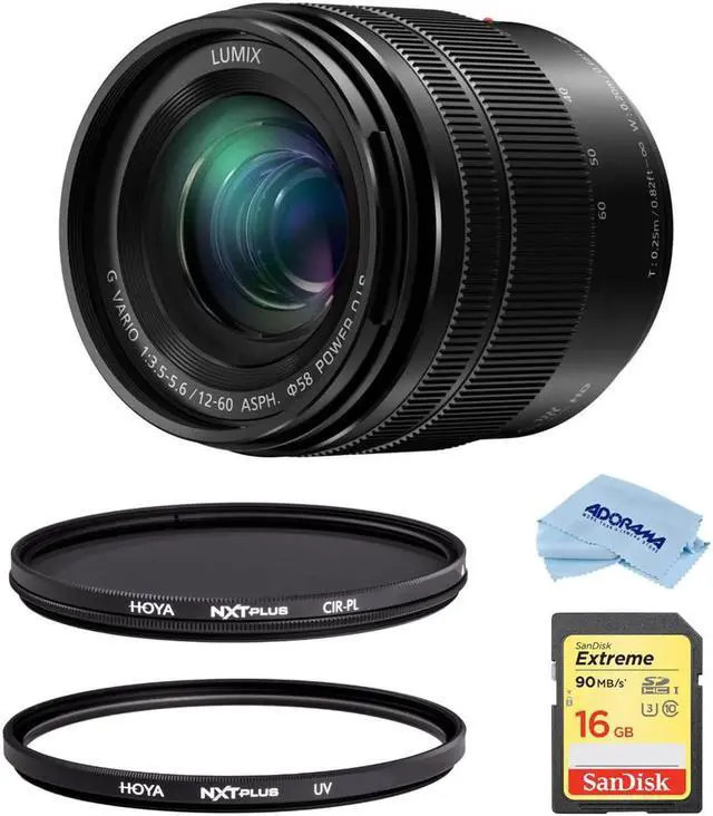 Main image of Panasonic Lumix G Vario 12-60mm F/3.5-5.6 OIS Micro 4/3 Lens, Black W/Filter Kit
