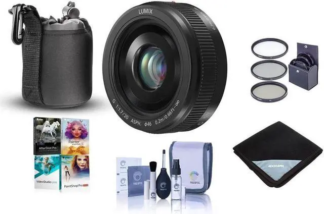 Main image of Panasonic 20mm f/1.7 II Lumix Aspherical Micro 4/3 Lens-Black W/Accessory Bundle