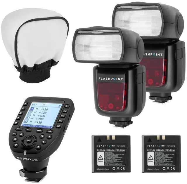 Main image of Flashpoint 2x Zoom Li-on R2 TTL On-Camera Flash Speedlight For Canon (V860II-S) + Glow Universal Bounce Diffuser + Flashpoint R2 Pro MarkII 2.4GHz Transmitter for Sony