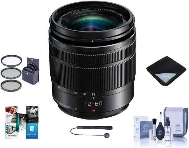 Main image of Panasonic Lumix G Vario 12-60mm F/3.5-5.6 Micro 4/3 Lens,Black W/Free Acc Bundle