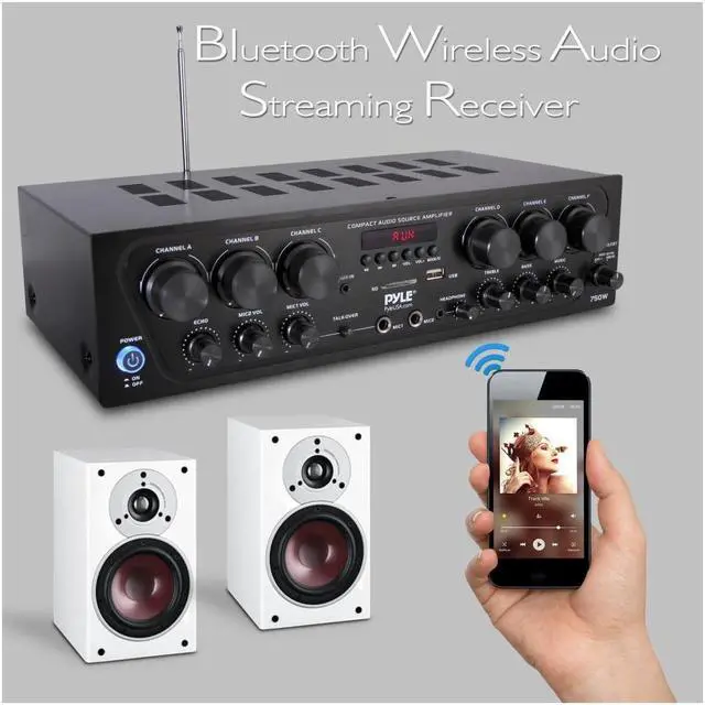 Alt view image 3 of 11 - Pyle PTA62BT Bluetooth Home Audio 750 Watt 6 Channel Amplifier Stereo Receiver