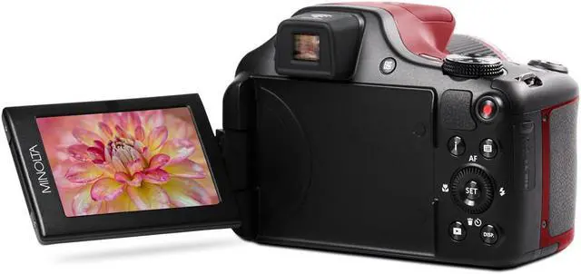 Alt view image 3 of 7 - Minolta Pro Shot 20 Mega Pixel HD Digital Camera with 67x Optical Zoom, Full 1080p HD Video & 16GB SD Card (Red)