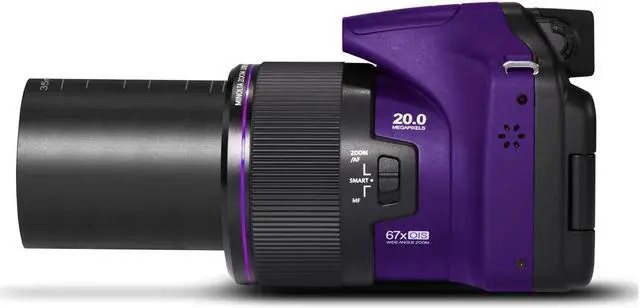 Alt view image 2 of 7 - Minolta Pro Shot 20 Mega Pixel HD Digital Camera with 67x Optical Zoom, Full 1080p HD Video & 16GB SD Card (Purple)