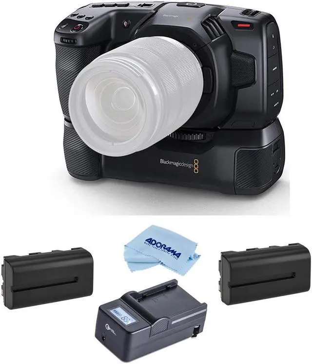 Alt view image 5 of 7 - Blackmagic Pocket Cinema Camera 4K With BMD Battery Grip, 2 Batteries & Charger