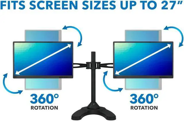 Alt view image 7 of 7 - Mount-It! Dual Monitor Stand | 27" Max Screen Size| VESA 75 100
