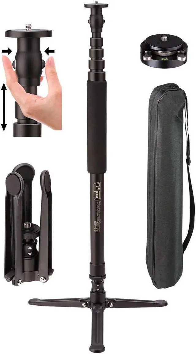 Alt view image 7 of 12 - Vidpro MP-66 Venture Maxx 70" Professional Aluminum Monopod with 3-Foot Base & Case