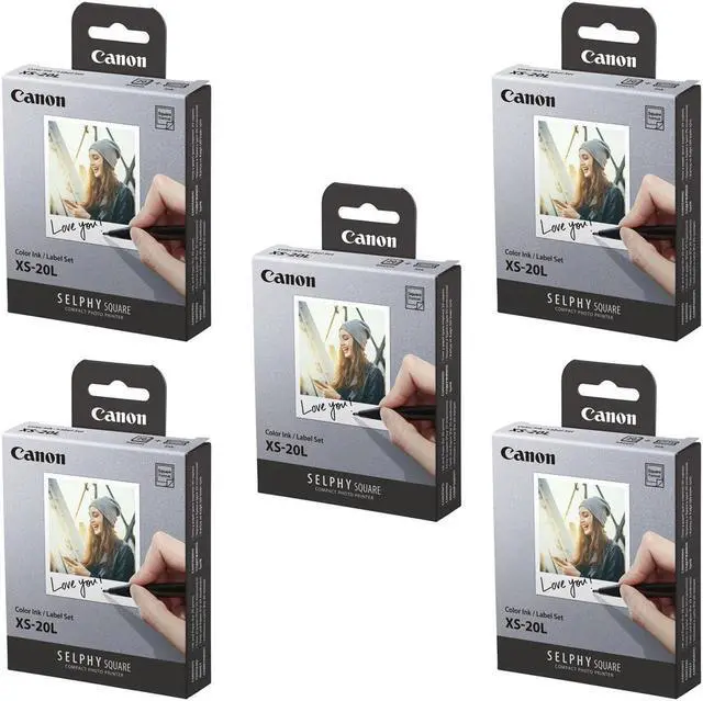 Main image of Canon 5 Pack SELPHY Color Ink/Label XS-20L Set, 20 Sheets #4119C001 5