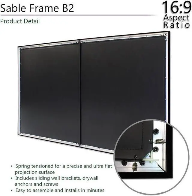 Alt view image 5 of 15 - elite screens sable frame b2, 120-inch diag. 16:9, active 3d 4k / 8k ultra hd fixed frame home theater projection projector scr
