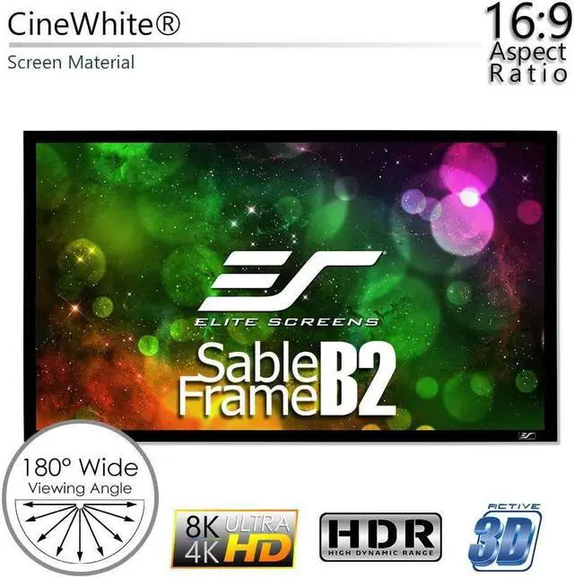 Alt view image 6 of 15 - elite screens sable frame b2, 120-inch diag. 16:9, active 3d 4k / 8k ultra hd fixed frame home theater projection projector scr