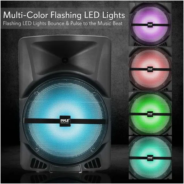 Alt view image 5 of 8 - pyle wireless portable pa speaker system  800w high powered bluetooth compatible indoor & outdoor dj sound stereo loudspeaker w/usb sd mp3 aux 3.5mm input, flashing party light & fm radiopphp1244b