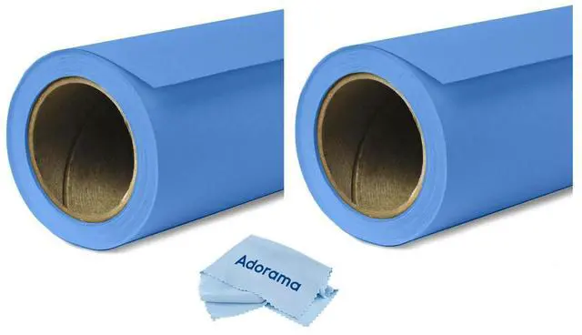 Main image of Savage 2 Pack Widetone Seamless Background Paper, 86" wide x 36' Studio Blue, #58 - With Microfiber Cleaning Cloth