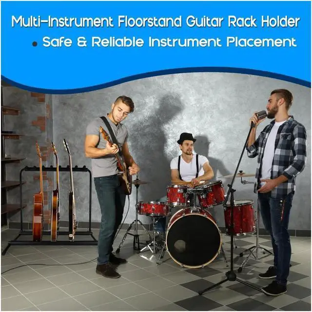 Alt view image 10 of 10 - Pyle PGST43 Multi Instrument 7 Slot Universal Guitar Floor Stand Rack Holder