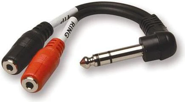 Main image of Hosa 6" 1/4" TRS Male to Dual 3.5mm TRS Female Stereo Splitter Cable #YPM-523