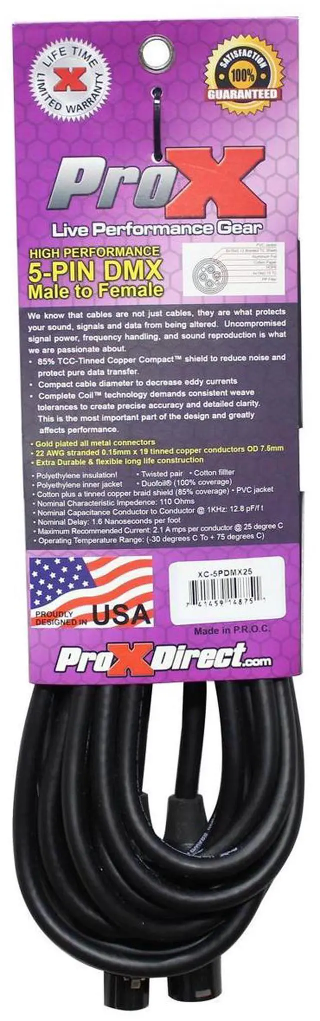 Alt view image 4 of 5 - ProX XC-5PDMX25 | 25\' 5-Pin DMX Cable