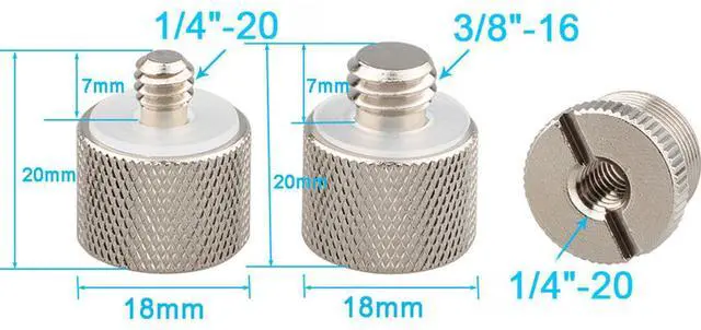 Alt view image 5 of 5 - CAMVATE 1/4"-20 F to 5/8"-27 M & 5/8"-27 F to 1/4"-20 M & Screw Adapter Set