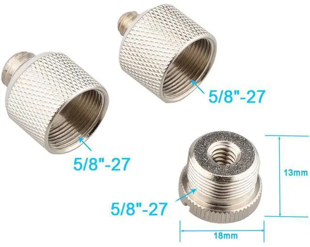 Alt view image 4 of 5 - CAMVATE 1/4"-20 F to 5/8"-27 M & 5/8"-27 F to 1/4"-20 M & Screw Adapter Set