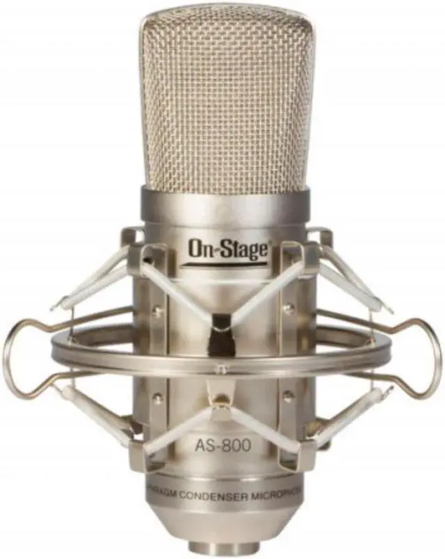 Alt view image 2 of 6 - On-Stage AS800 Large-Diaphragm FET Condenser Microphone - Bundle With H&A Reflection Filter Tripod Mic Stand, H&A Broadcast Arm with Internal Springs and XLR Cable, H&A Pop Filter with Gooseneck