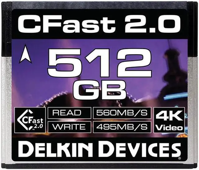 Alt view image 2 of 2 - Delkin Devices 512GB Cinema CFast 2.0 Memory Card, 560MB/s Read and 495MB/s Write
