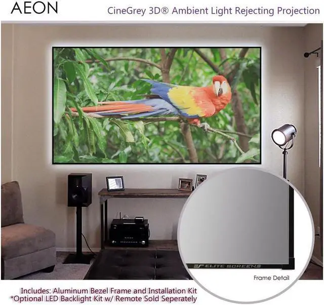 Alt view image 15 of 18 - Elite Screens Aeon AR100DHD3 Fixed Frame Projection Screen - 100" - 16:9 - Wall Mount