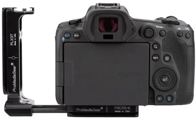 Alt view image 3 of 7 - ProMediaGear PLCR56 L-Bracket Plate with QD Strap Port for Canon EOS R5 and R6