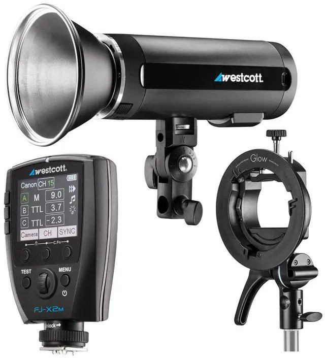 Main image of Westcott FJ200 200Ws Strobe with DC Battery - Bundle With Westcott FJ-X3m Universal Wireless Flash Trigger, Glow S2 Round Flash S-type Bowens Mount Bracket